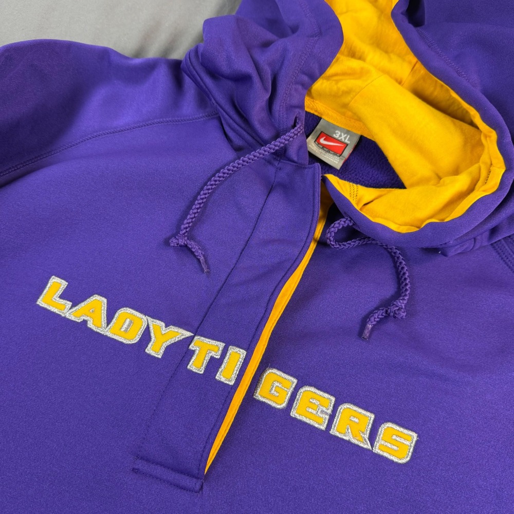 Nike Team Elite Lady Tigers Hoodie Purple Gold Pullover Sweatshirt Mens 3XL
